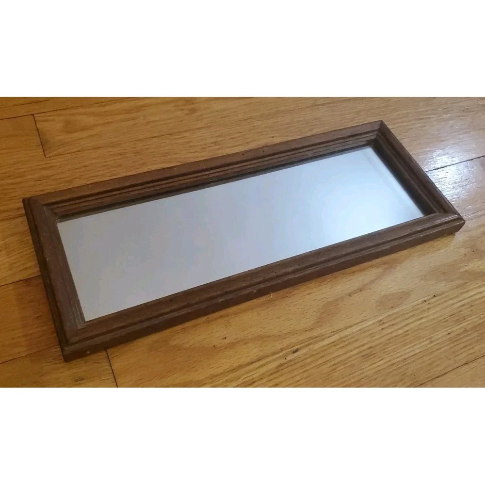 Vintage Wood Rectangle Mirror Cottagecore